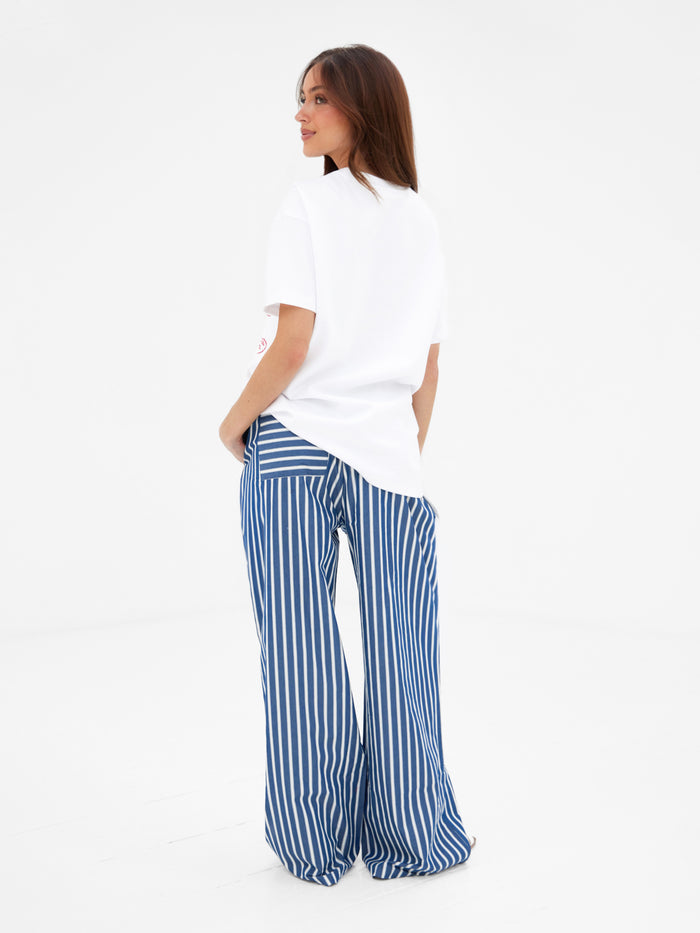 Tessa Oversized T-Shirt - White & Cherry Red