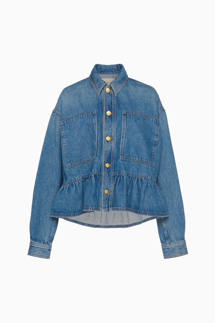 Danube Blue Denim Peplum Jacket - Flat Lay | Ulla Johnson