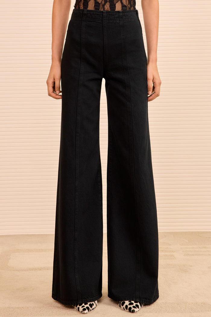 Bianca Noir Designer Denim High-Rise Flare - Front Cropped View | Ulla Johnson