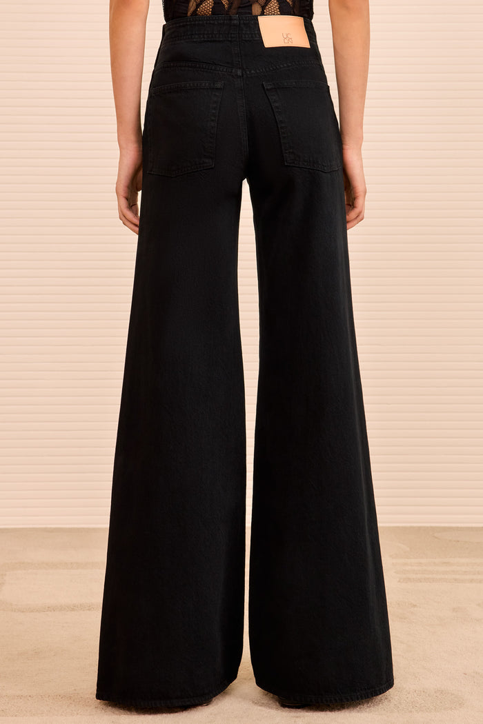 Bianca High-Rise Wide-Leg Jean Noir - Back View On Model | Ulla Johnson