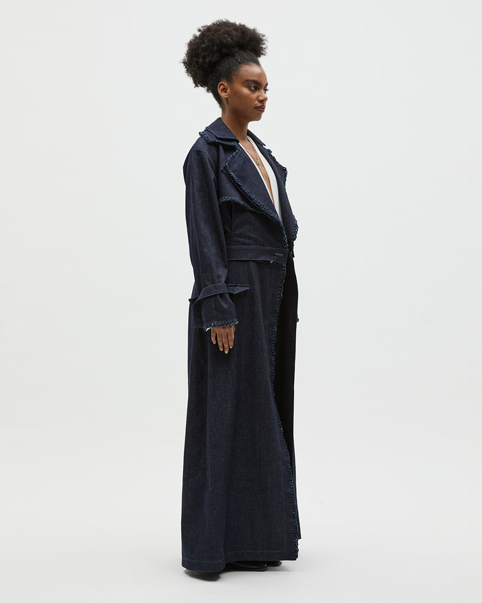 Sustainable Workwear Modular Denim Cropped Jacket with Buttons - Bastet Noir