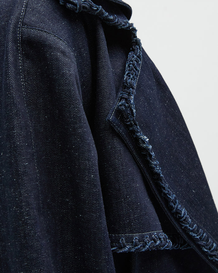 Sustainable Workwear Modular Denim Cropped Jacket with Buttons - Bastet Noir