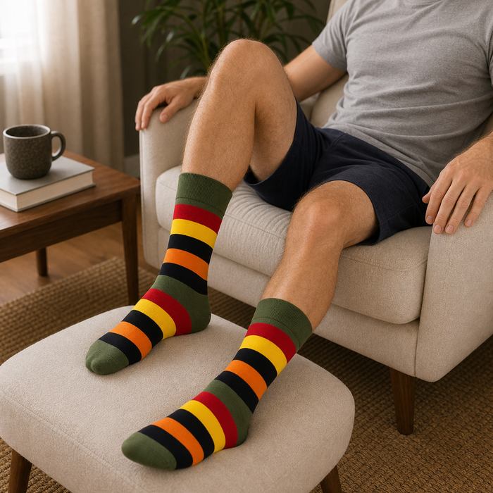 Signature Pack crew socks featuring Sandstone Mosaic geometric pattern