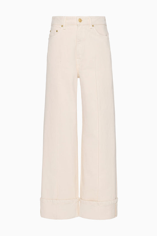 Cowrie White Stretch Pintuck Wide-Leg Jeans - Flat Lay | Ulla Johnson