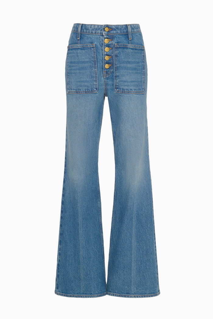 Danube Stretch Denim Lou Flare Jeans - Front Flat Lay | Ulla Johnson