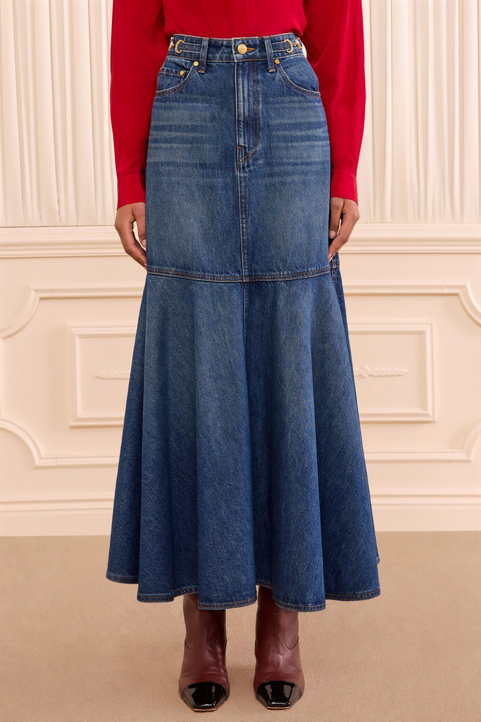 The Madelyn Denim Skirt - Nile
