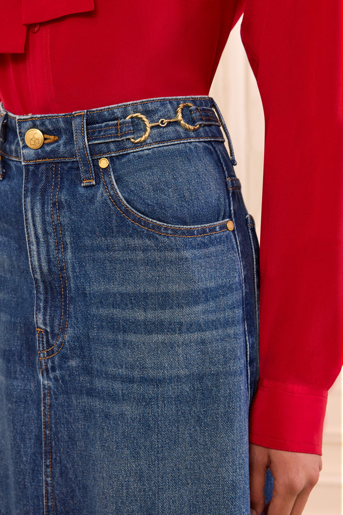 The Madelyn Denim Skirt - Nile