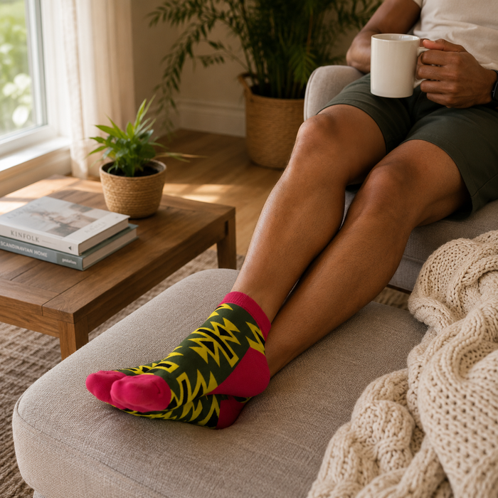 Five-pair ModSoles Statement Pack with bold geometric low-cut socks for everyday wear.