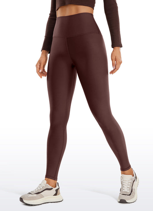 CRZ YOGA Women's Winter High Rise Thermal Fleece Lined Leggings 28'' Taupe
