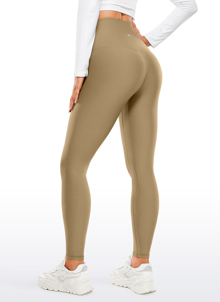 CRZ YOGA Women's Winter High Rise Thermal Fleece Lined Leggings 28'' Soul Brown