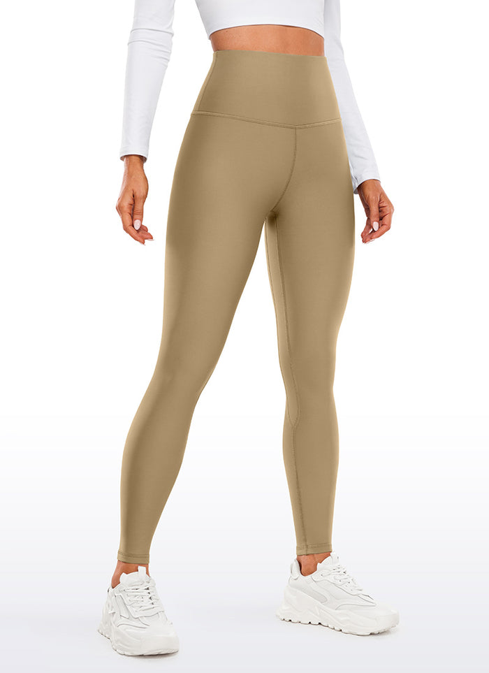 CRZ YOGA Women's Winter High Rise Thermal Fleece Lined Leggings 28'' Soul Brown