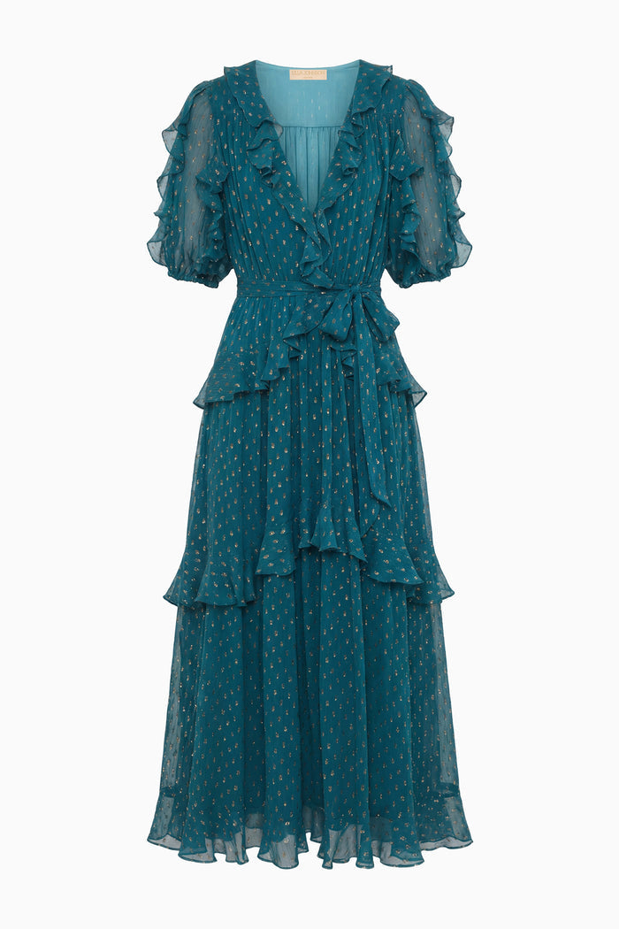 Tida Short Sleeve Silk Dress - Beryl