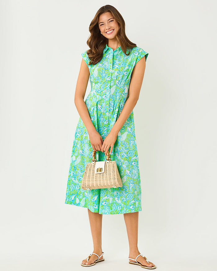 Lilly Pulitzer - Tonya Midi Shirtdress - Day Dream Blue Throw Me A Line