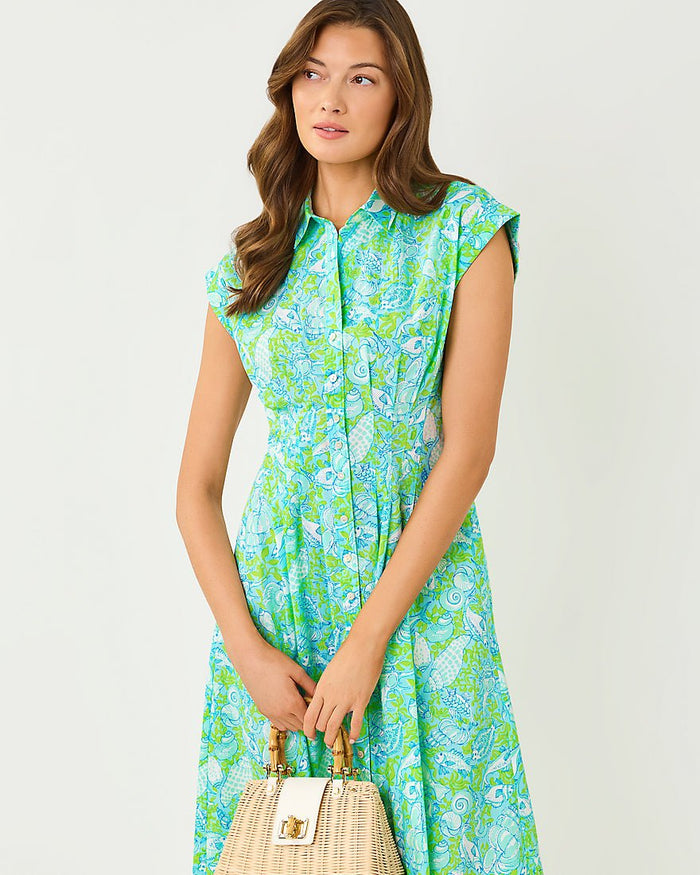 Lilly Pulitzer - Tonya Midi Shirtdress - Day Dream Blue Throw Me A Line