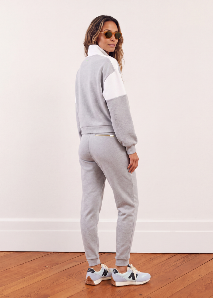 Townhill Pullover in French Terry (Heather Grey/White)