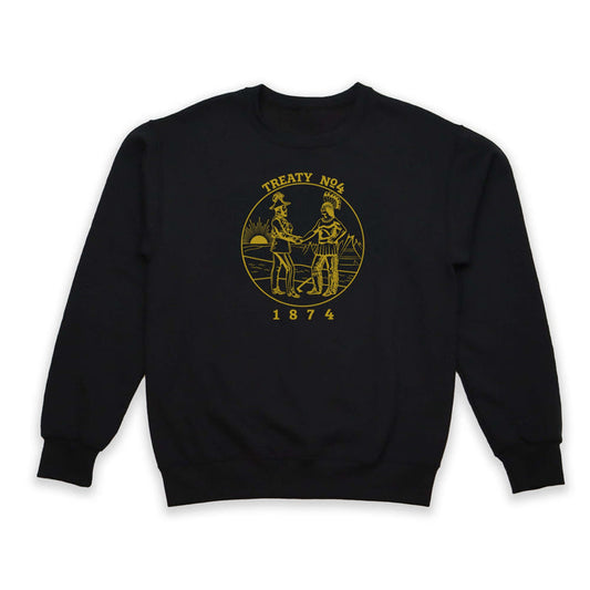 Black Treaty Medallion Sweatshirt with gold medallion design and year 1874