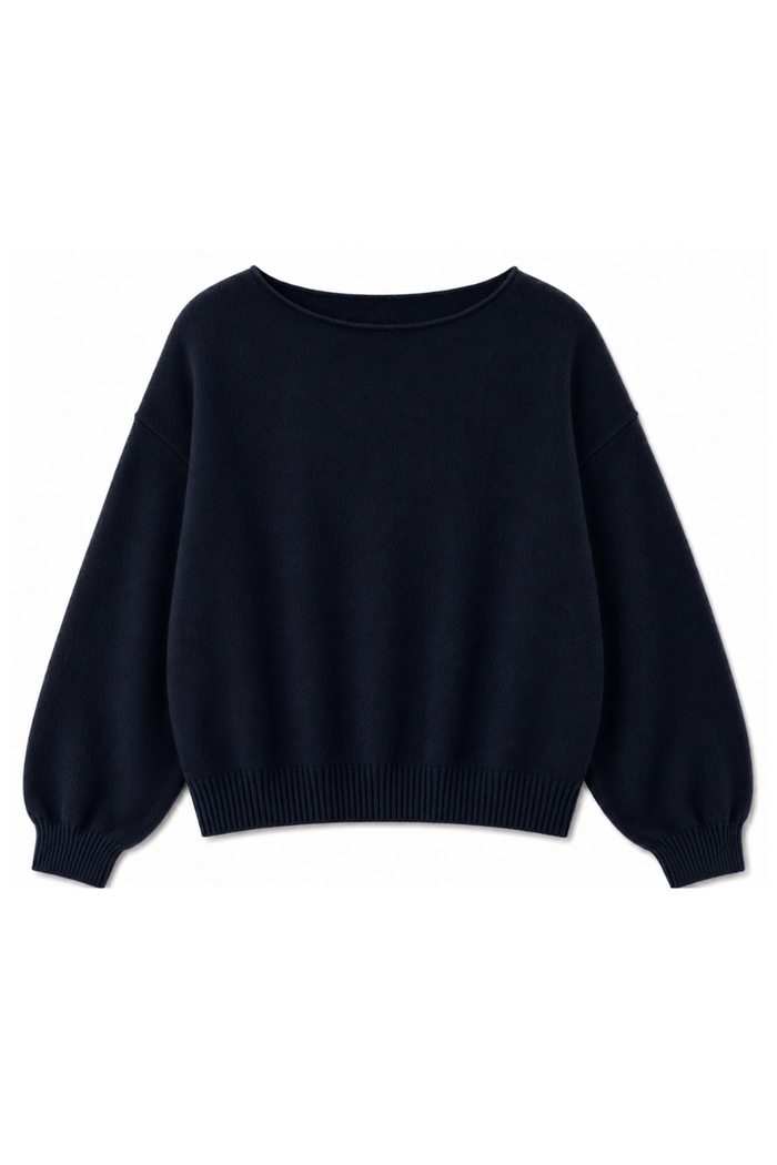 TWNS the label knitted Los Angeles pullover long puffed sleeves boat neck