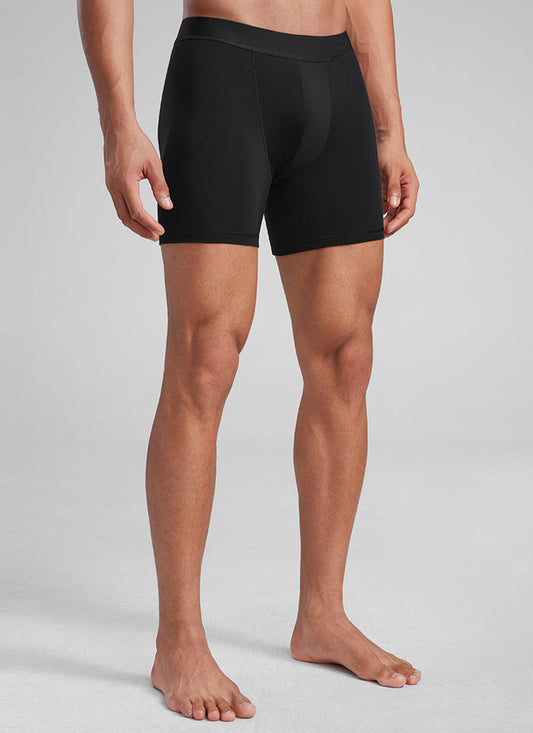 CRZ YOGA Men's Ultra-Soft Modal Double Lined 5" Boxer Underwear All Black