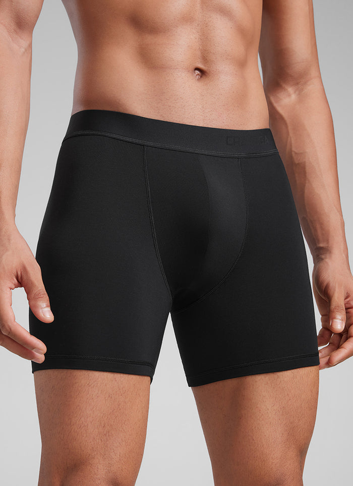 CRZ YOGA Men's Ultra-Soft Modal Double Lined 5" Boxer Underwear All Black