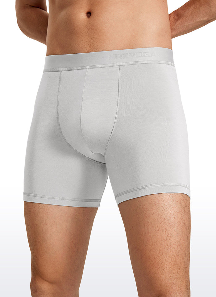 CRZ YOGA Men's Ultra-Soft Modal Double Lined 5" Boxer Underwear Black Platinum Grey True Navy