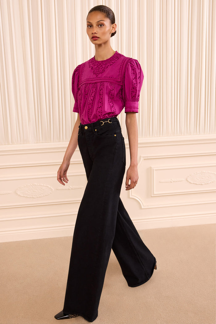 Una Short Sleeve Cotton Top - Orchid