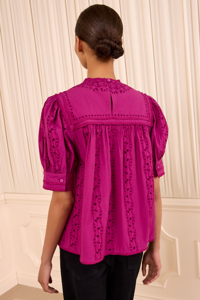 Una Short Sleeve Cotton Top - Orchid