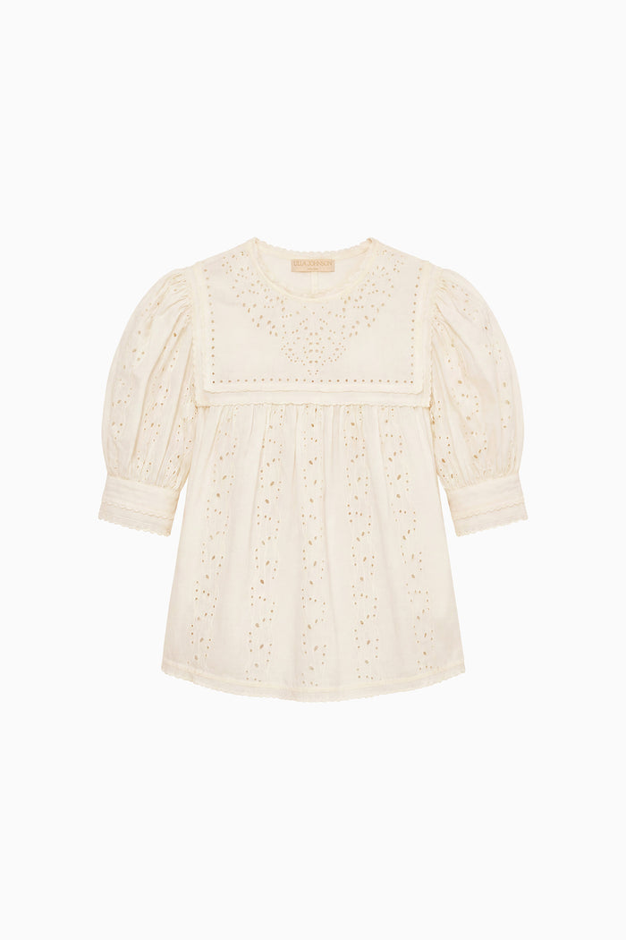 Una Short Sleeve Cotton Top - Pearled Ivory