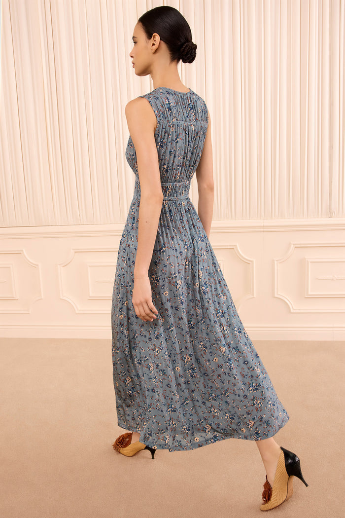 Ursula V-Neck Jersey Dress - Celeste Floral