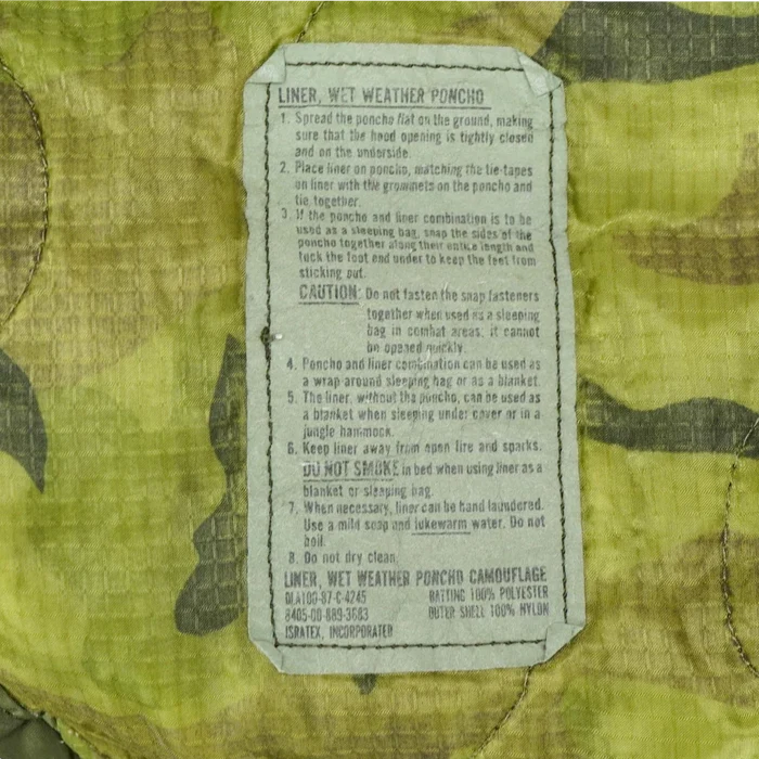 USGI ERDL 1980s Poncho Liner, Item 2 - US Army Surplus - Ponchos