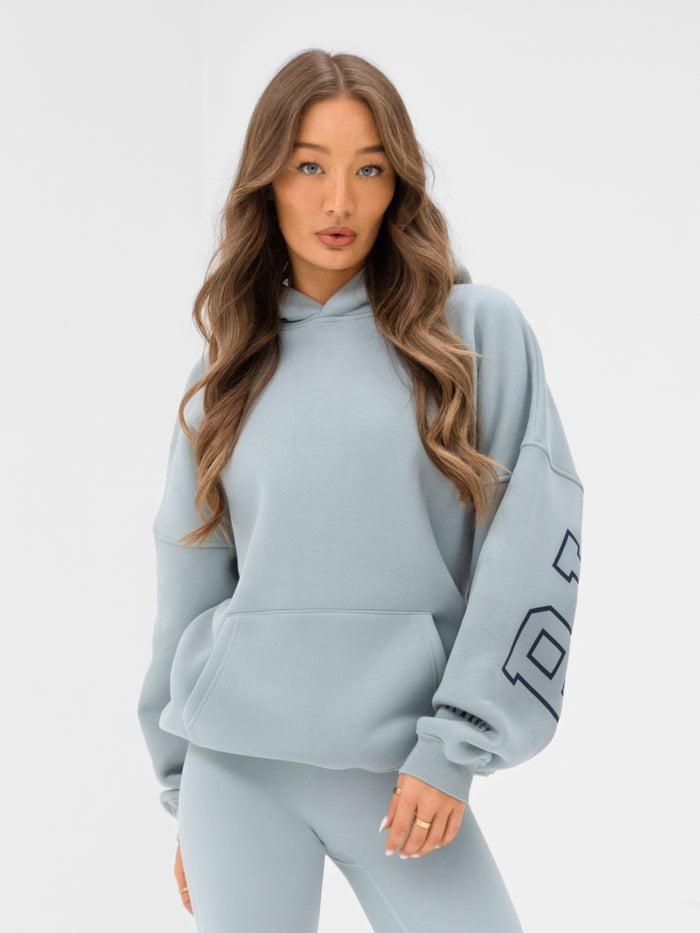 Varsity Isabel Oversized Hoodie - Mineral Blue