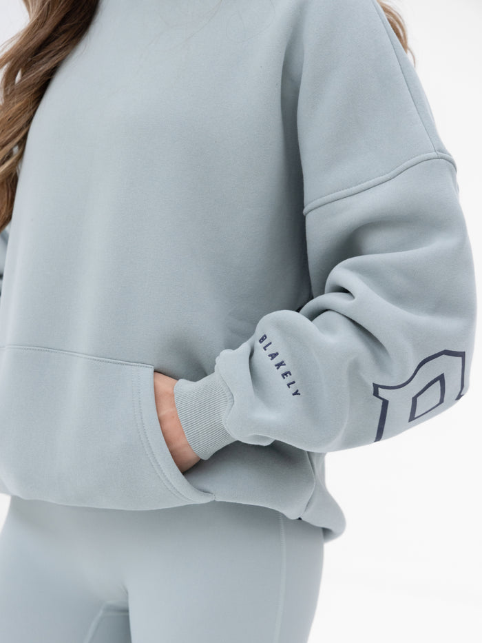 Varsity Isabel Oversized Hoodie - Mineral Blue