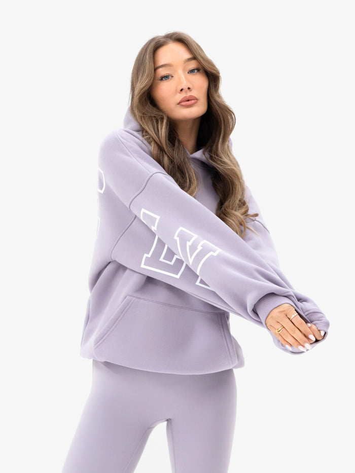 Varsity Isabel Oversized Hoodie - Washed Lilac
