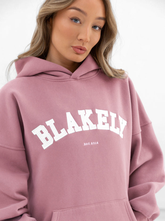 Varsity Oversized Hoodie - Dusty Pink