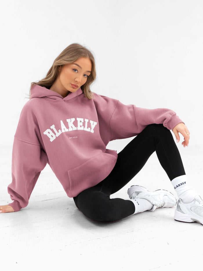 Varsity Oversized Hoodie - Dusty Pink