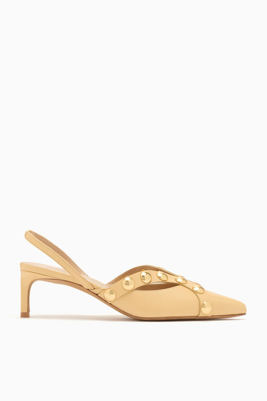 Miele Leather Vendome Studded Kitten Heel Slingback - Side Profile | Ulla Johnson