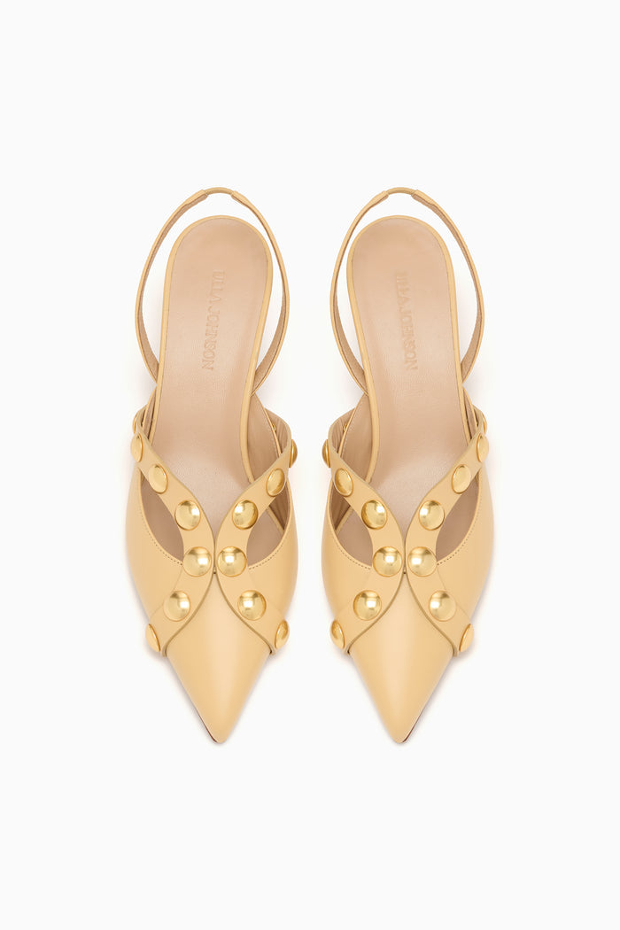 Miele Leather Vendome Studded Slingback Heels - Pair Top-Down View | Ulla Johnson