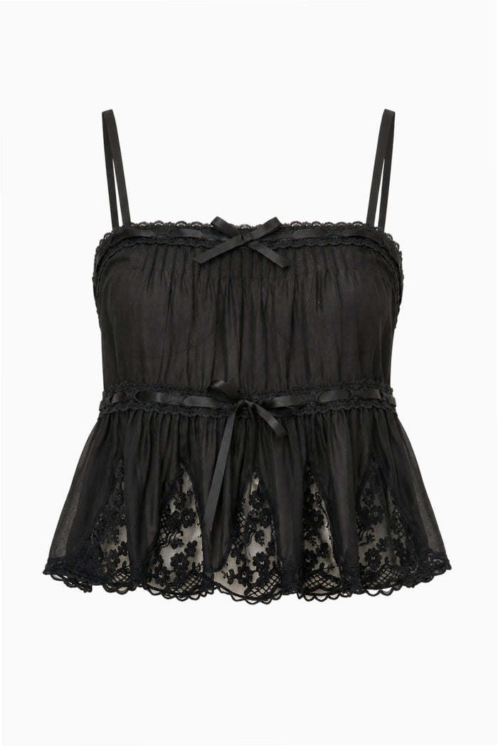 Vesperine Silk Habotai Top - BLACK