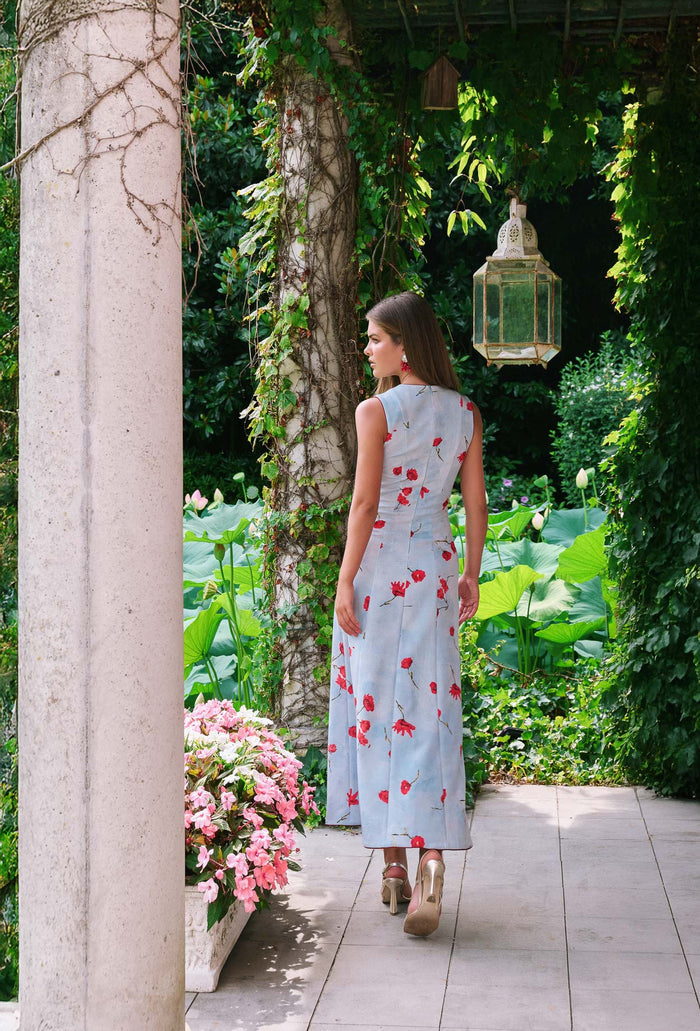 Vestido Rosett Fiore midi de tirantes ceñido de Lady Pipa para invitada de boda.