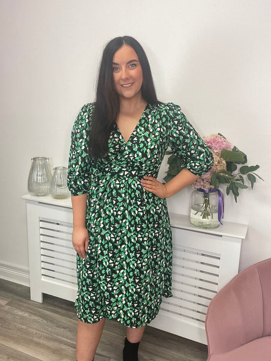 VIMEDA MIDI DRESS (BLACK/ GREEN)