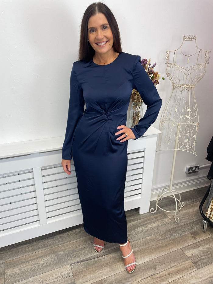 VIRA MIDI KNOT DRESS (NAVY)