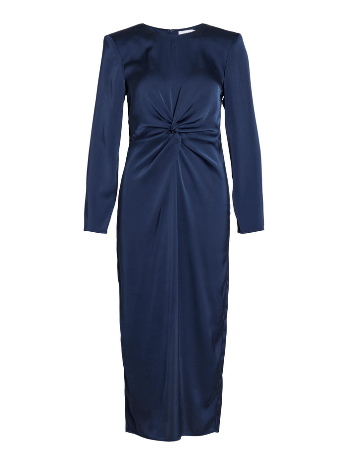 VIRA MIDI KNOT DRESS (NAVY)