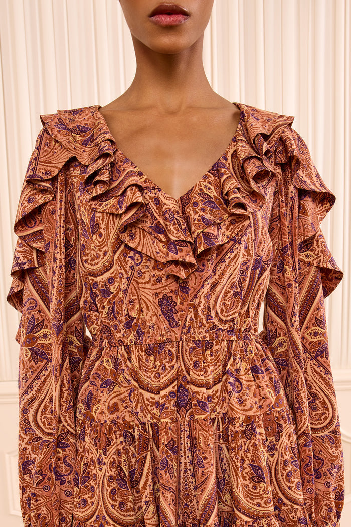 Vivi Long Sleeve Silk Mini Dress - Rosette