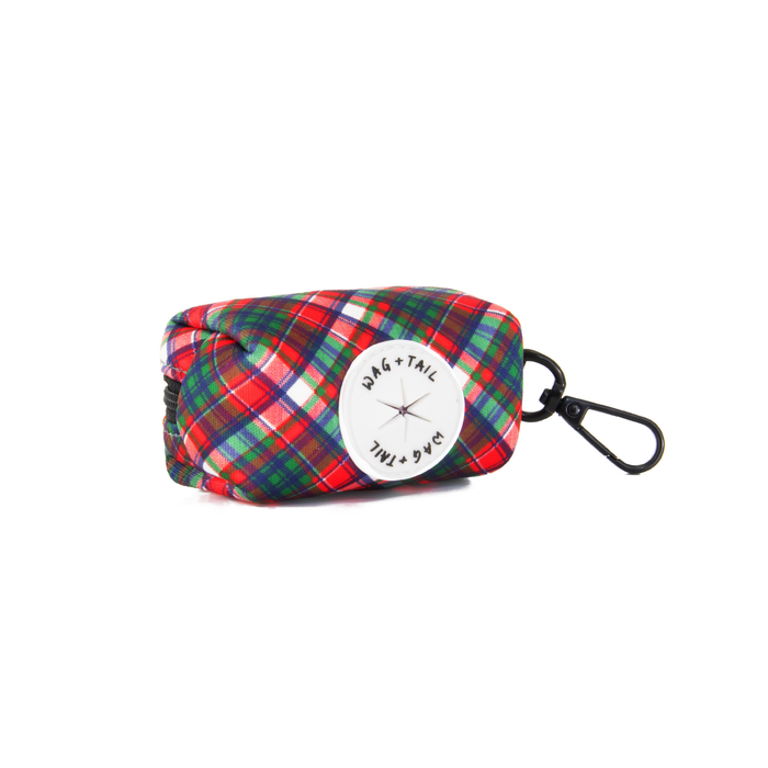 Wag + Tail Pawsitively Festive waste bag holder clip-on showing festive pattern design