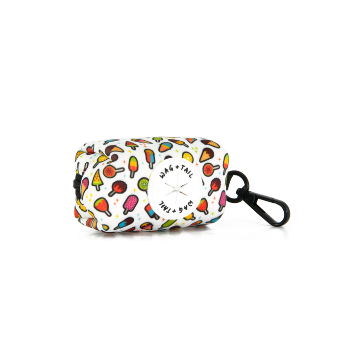 Wag + Tail Sweet Scoops waste bag holder showing ice cream print clip-on dispenser