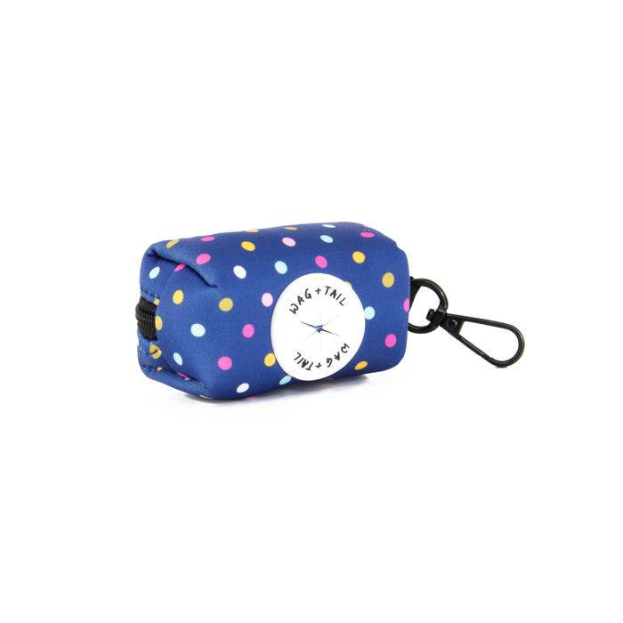 Wag + Tail Confetti Cannon waste bag holder showing colorful confetti print dispenser