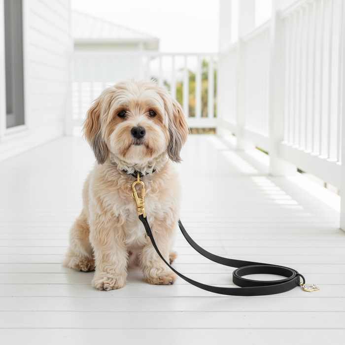 Wag + Tail Midnight black Waterproof PVC dog leash product shot on white background