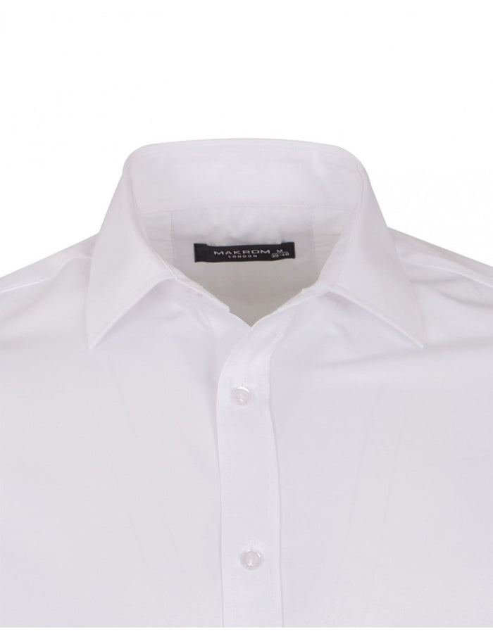 White Classic Single Cuff Men's Shirt-Makrom