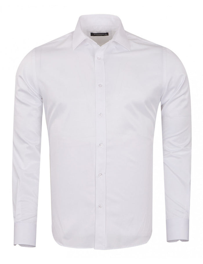 White Classic Single Cuff Men's Shirt-Makrom