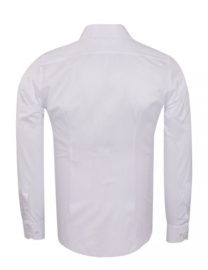 White Classic Single Cuff Men's Shirt-Makrom