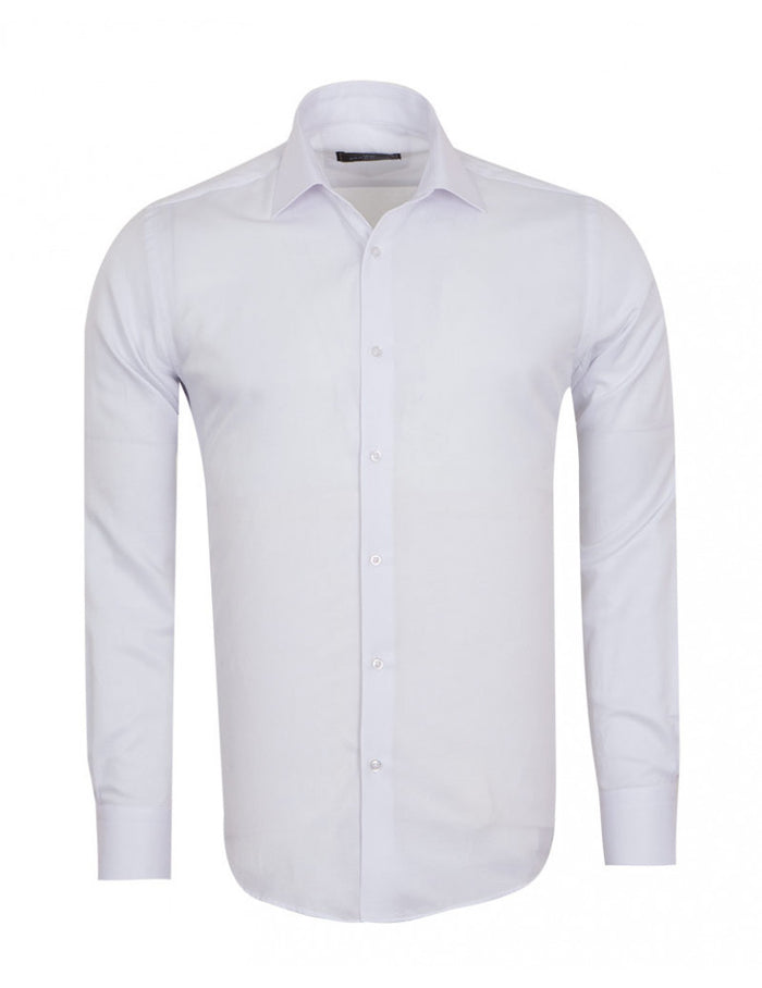 White Classic Twill Single Cuff Shirt-Makrom